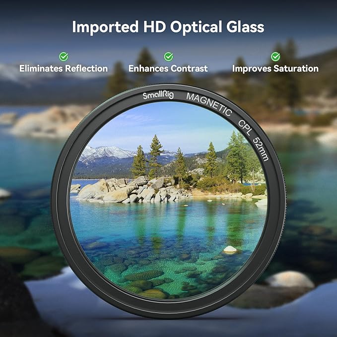 SmallRig 52mm Magnetic Circular Polarizers Filter, HD Optical Glass 28 Layer Multi Nano Coated Circular Polarizing Filter Magnetic CPL Ultra Slim Frame/Waterproof/Scratch Resistant - 4216