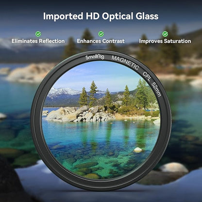 SmallRig 52mm Magnetic Circular Polarizers Filter, HD Optical Glass 28 Layer Multi Nano Coated Circular Polarizing Filter Magnetic CPL Ultra Slim Frame/Waterproof/Scratch Resistant - 4216