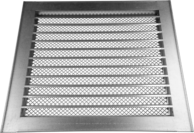 Repa Market 12" x 12" Inch (Inner Dimensions) Galvanized Steel Soffit Air Vent Cover - Louvered Square Gable Vent with Mesh Screen - Exhaust/Intake Ventilation Grill - Outdoor Metal Duct Grate