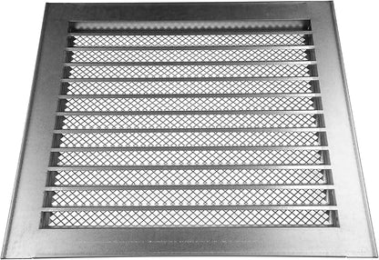 Repa Market 12" x 12" Inch (Inner Dimensions) Galvanized Steel Soffit Air Vent Cover - Louvered Square Gable Vent with Mesh Screen - Exhaust/Intake Ventilation Grill - Outdoor Metal Duct Grate