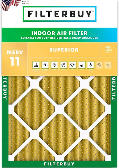 Filterbuy 29x30x2 Air Filter MERV 11 Superior Pet & Allergy Defense (1-Pack), Electrostatic Pleated HVAC AC Furnace Filters Replacement, Made in USA (Actual Size: 28.50 x 29.50 x 1.75)