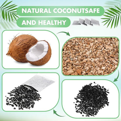 Lounsweer 100 Pcs Activated Charcoal Water Filter Coconut Shell Distiller Filters Activated Charcoal Sachets for Most Replacement Countertop Water Distillers