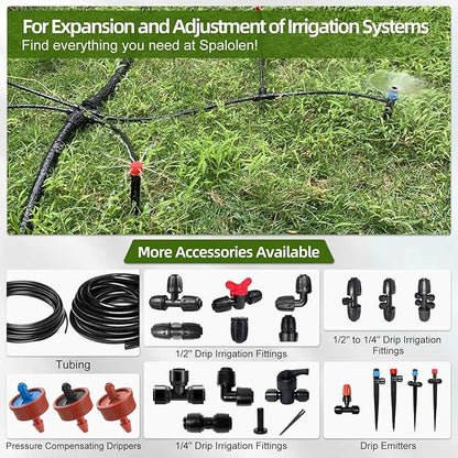 45 Pack Quick Connect 1/4" Drip Tubing Irrigation Fittings Kit Universal 1/4'' Drip Irrigation Tubing Connectors Leak Free Fitting Set Includes 10 Tee 10 Coupling 10 Elbow 10 End Cap 5 Shut Off Valve