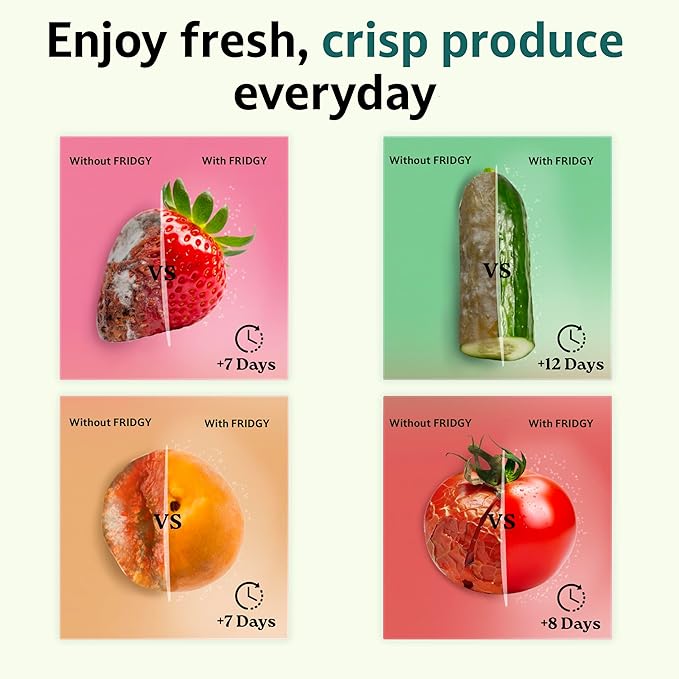 Fridge Air Purifier | Keeps Fridge Odor-Free & Produce Fresh Longer | Compact, Easy to Use & Battery-Powered Deodorizer | Better Than Baking Soda
