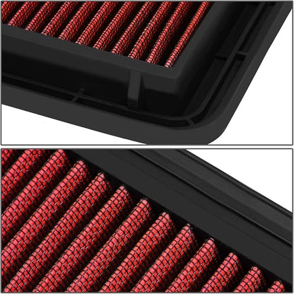 DNA Motoring AFPN-023-RD Clean Air Washable Drop In Panel Air Filter Enhance Engine Performance Power & Acceleration Improve [Compatible with 05-17 Subaru Legacy Outback WRX/STI]