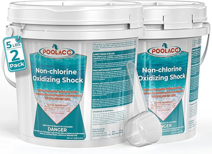Non-Chlorine Spa Shock for Hot Tub, Chlorine-Free Shock Oxidizer Treatment for Hot Tubs, Spas and Swimming Pools, Fast Acting, Quick Dissolving Oxidizing Shock for Crystal Clear Water- 5lbs*2
