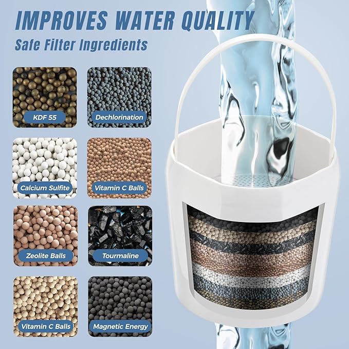 Bath Filter for Tub Faucet, 8 Stages Bath Water Filter for Tub, Removes 95% Chlorine, Lead, Fluoride & Heavy Metals, Improve Skin, Hair and Nails Condition, BPA Free (White)