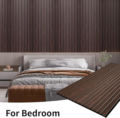Wood Slat Wall Panel, 48'' x 24'' Wood Panels for Wall, 3D Soundproof Wall Panels, Large Acoustic Panels for Interior Ceiling and Wall Decor Noise Reduction, 2 Pack, Walnut