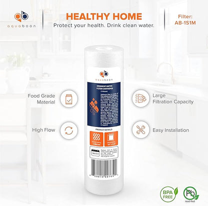 Aquaboon 10” x 2.5” Whole House and Reverse Osmosis Sediment 1 Micron Water Filter Cartridge | COMPATIBLE WITH: Culligan P1, Pentek P1, PD-1-934, P5, AP110, WFPFC5002, CFS110, RS14, WHKF-GD05 (4-PACK)