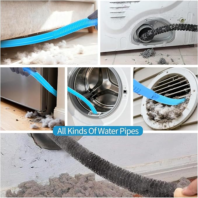 Dryer Vent Cleaner Kit - Universal Vacuum Hose Attachment & Lint Brush, Effectively Clean Clogged Dryer Ducts, Fit Most Vacuums for Dryer, Refrigerator Coils & Behind Appliances (Purple)