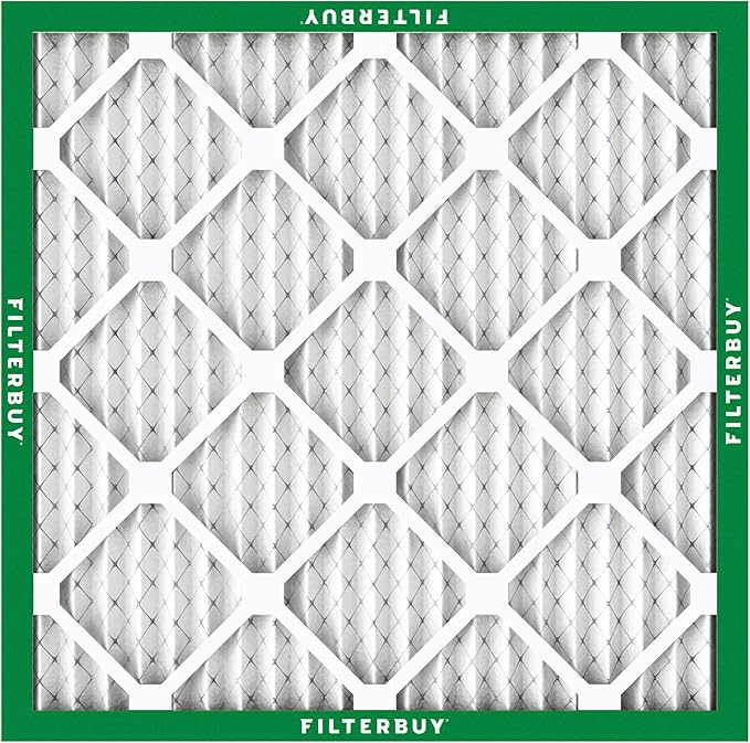 Filterbuy 25x25x1 Air Filter MERV 8 Essential Dust & Allergy Defense (4-Pack), Electrostatic Pleated HVAC AC Furnace Filters Replacement, Made in USA (Actual Size: 24.50 x 24.50 x 0.75)