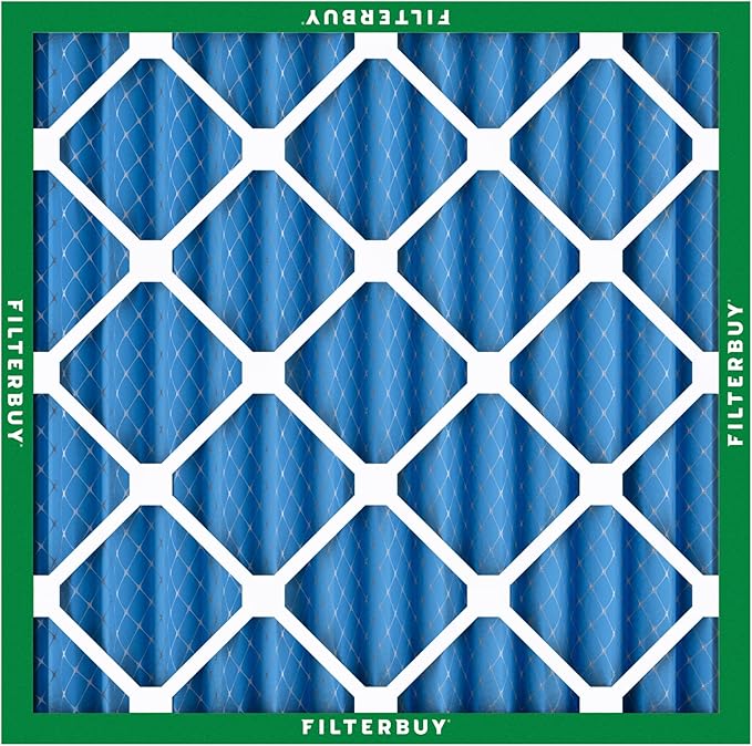 Filterbuy 25x25x2 Air Filter MERV 13 Optimal Smoke & Allergy Defense (3-Pack), Electrostatic Pleated HVAC AC Furnace Filters Replacement, Made in USA (Actual Size: 24.50 x 24.50 x 1.75)