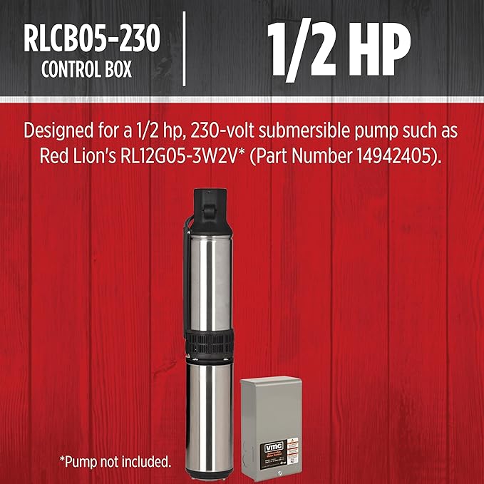 Red Lion RLCB05-230 1/2-HP 230-Volt VMC Control Box for Submersible Well Pump, Grey, 640189