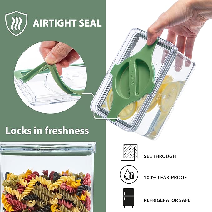 4-Pack Airtight Pantry Containers, 1.9 QT / 1.8 L Clear Food Storage Jars with Leakproof Twist-Lock Lids, Detachable Lid for Easy Cleaning, Cereal, Pasta, Rice, Oats, Snack Storage Sand