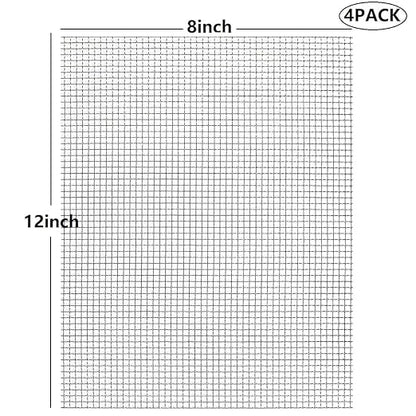 Stainless Steel Mesh 5Mesh with 1MM Wire Dia,4Pack 12x8inch(305x203mm) Hard and Heat Resisting Screen Sturdy Metal Mesh Sheets for DIY Projects,Aire Vent,Cage,Garden,Covered,BBQ Net
