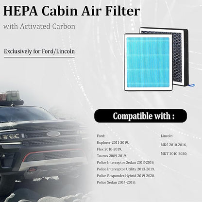 CF11176 Cabin Air Filter With Activated Carbon For Explorer 2011-2019, Taurus 2009-2019, Flex 2010-2019, Police 2013-2019