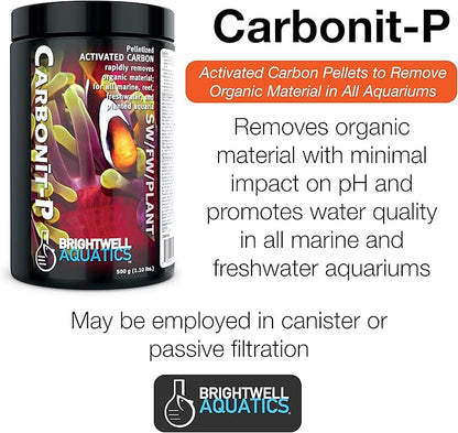 Brightwell Aquatics Carbonit-P - Activated Carbon Filter Media for Marine and Freshwater Aquarium, 500-g (CRBP500)