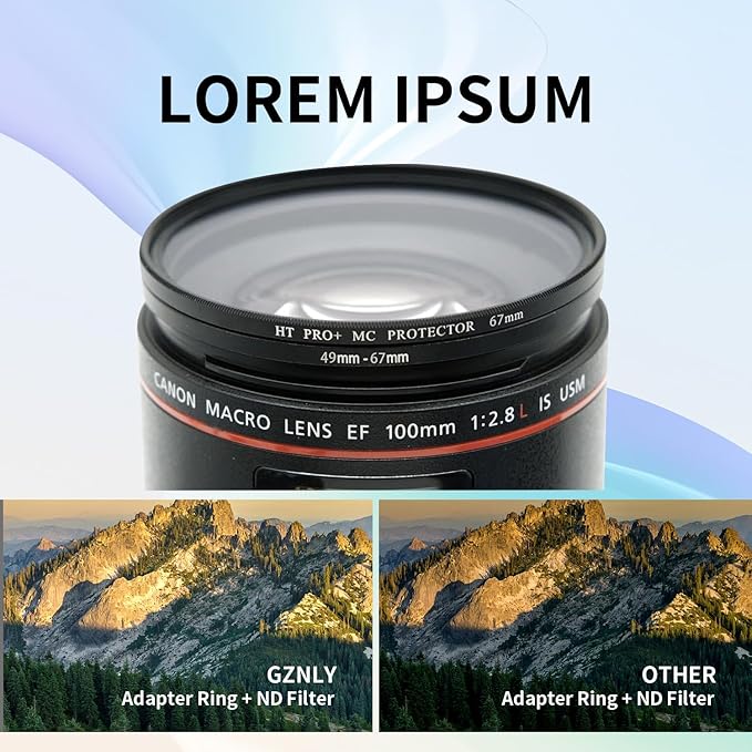 49-67mm Step-Up Ring Adapter, 49mm to 67mm Step Up Filter Ring for 49mm Lens Mount 67mm for DSLR Lenses and ND UV CPL IR Filters （49-67mm）