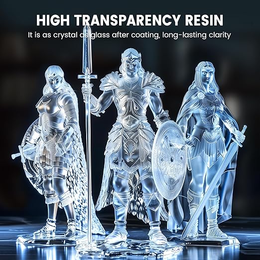 SUNLU High Clear 3D Printer Resin, High Transparency 3D Printing Resin, Resist Yellowing Clear Resin, 405nm UV Curing 3D Printing Photopolymer Resin, Suitable for LCD/DLP/SLA 3D Resin Printer, 2000g