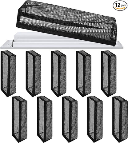 Zonon 12 Pcs 2 x 12 Inch Floor Register Trap Cover Vent Screen for Home Vent Mesh Elastic Band Filter Floor Register Trap Keeps Pet Hair, Food Out (Black)