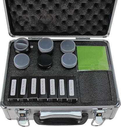 Telescope Accessory Kit - 1.25" Telescope Eyepiece and Filter Set with a Sturdy Carry Case - Five Plossl Eyepieces, 2X Barlow Lens and Seven Filters