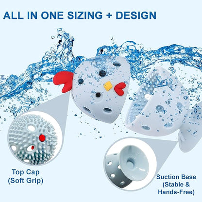 Egg Washer for Fresh Eggs, Egg Scrubber for Fresh Eggs, 2 Reusable Silicone Chicken Shaped Scrubs, Chicken Egg Cleaner, Eggshell Cleaner for Poultry Farm, Housewife Tools Vegetable Processing (Blue)