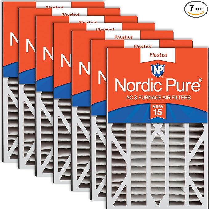 Nordic Pure 16x25x3 (Actual Size: 15 13/16 x 24 5/16 x 3) MERV 15 Trion Bear Cub 266649-101 Replacement Pleated AC Furnace Air Filters 7 Pack