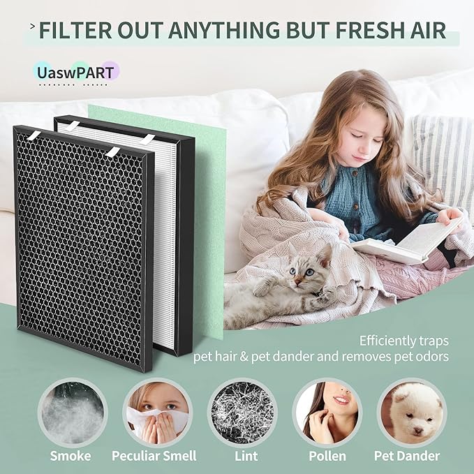 Air400 Filter Compatible with Bissell Air400 Air Pu-rifier Filter Replacement 2479 Series, Compared to Part# 2521, 2520, 3365, 2 H13 True HEPA (2521) +2 Carbon Filters (2520) +2 Pre-Filters