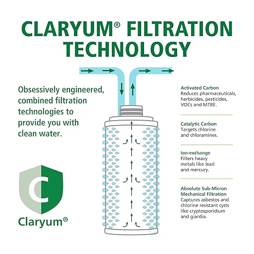 AO Smith Under Sink Water Filter System - Reduces PFAS, Lead, & Chlorine in Drinking Water - Under Counter Claryum Filtration for Kitchen - 2-Stage - AO-US-200