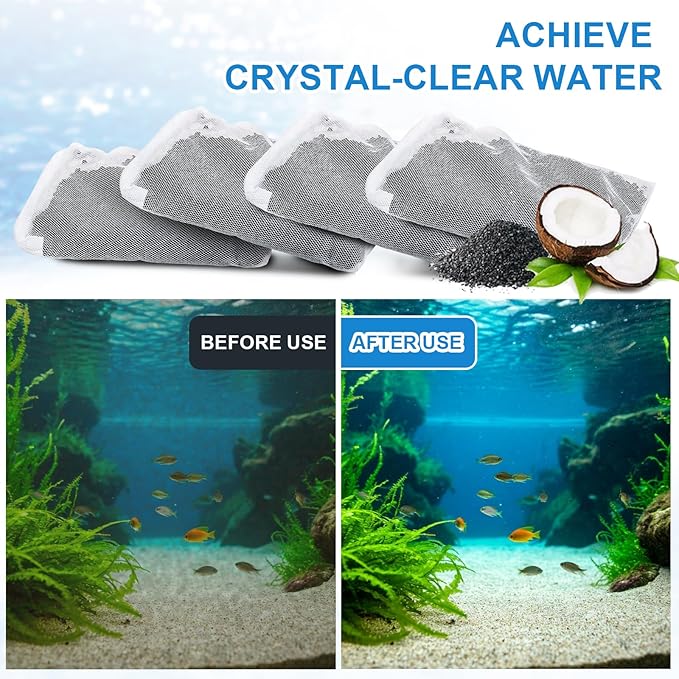 6 Pack Activated Carbon Inserts for AquaClear 50 Aquarium Filter, 80-gram/Bag Carbon Media for Fluval Aqua Clear up to 30-50 Gallons Aquariums,Charcoal for Fish Tank Filter A1384