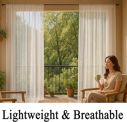 Patio Screen Mesh Outdoor Curtains Waterproof Sheer Lightweight Bug Netting for Porch Gazebo Garden Party Wedding Backdrop, White, W 125 x L 98 inch per Panel, 2 Panels
