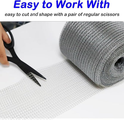 Wire Mesh for Mice Control 5 in X 36Ft,Hole Fill Fabric, Weep Holes Covers, Upgraded Stainless Steel Wire Mesh Roll, Flexible Stretchy Meshs Fabric for Garden House and DIY, Rodent Barrier