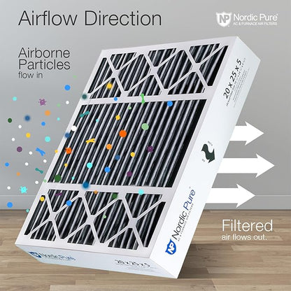Nordic Pure 20x25x5 (Actual Size: 19 7/8 x 24 7/8 x 4 3/8) Honeywell Replacement Air Filters MERV 10 Plus Carbon 2 Pack