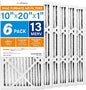 LotFancy 10x20x1 Air Filter MERV 13 6-Pack, Electrostatic Pleated HVAC Furnace Air Filter, Captures Pet Dander Smog Smoke, Actual Size: 9.75"x19.75"x0.75"