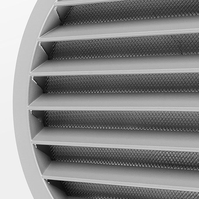 calimaero® WSGG 8" Inch Gray Round Metal Air Vent Grill Cover Flat Louver with Screen Mesh Fits Only with Metal Ducts