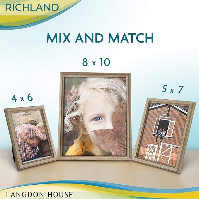 Langdon House 8x10 Picture Frames (Fawn Brown, 6 Pack) Contemporary Style Wood-Like Photo Frames, Richland Collection