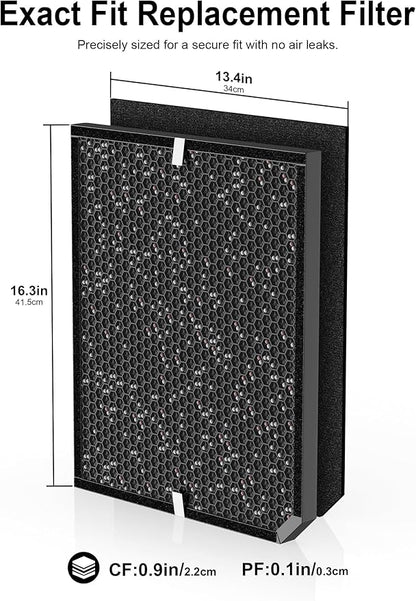 3500 Replacement Carbon Filter Compatible with Air Doctor 3000 3500 Air Purifiers, Includes 2 Activated Carbon Filters, 4 Sponge Pre-Filters, Comparable to Part # ADF3002, ADF3003