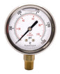2-1/2" Oil Filled Pressure Gauge - Stainless Steel Case, Brass, 1/4" NPT, Lower Mount Connection, 0-1500PSI