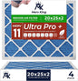 MervKing 20x25x2 Air Filter Actual Size: 19.7" x 24.7" x 1.75" MERV 11 MPR 1000-1200 | MADE IN USA | 4-Pack | Pleated HVAC AC Furnace Replacement