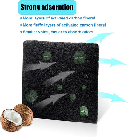12 Pack Replacement Odor Absorbing Filter Refills for SIMPLI-MAGIC Trash Can, Activated Charcoal Deodorizer Compatible with SIMPLI-MAGIC Garbage Bins with Built in Odor Filter Compartment