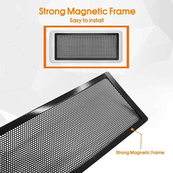Floor Register Vent Cover, 4"x12" Magnetic Air Vent Screen Mesh Covers for Home Floor/Wall/Ceiling Registers Air Vent Filters, Black (4 Packs)