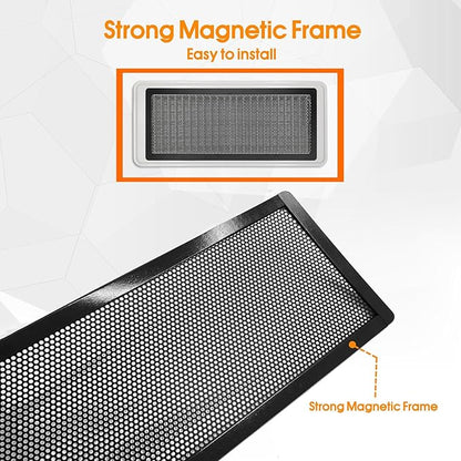 Floor Register Vent Cover, 4"x12" Magnetic Air Vent Screen Mesh Covers for Home Floor/Wall/Ceiling Registers Air Vent Filters, Black (4 Packs)