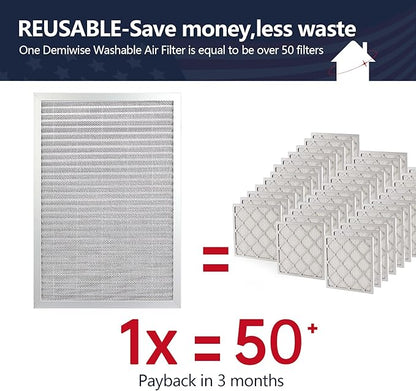 14x20x1 Electrostatic Air Filter, 8 Stage Washable Aluminum AC/HVAC Furnace Filter, Reusable Lifetime Permanent Air Filter, Easy to Clean,Increases Airflow(Actual Size:13.50x19.50x0.82)