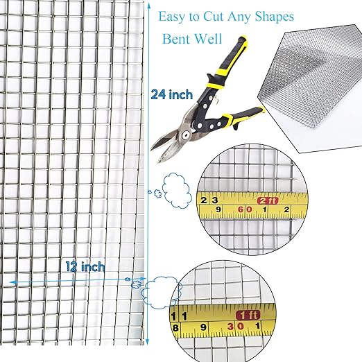 Upgraded 2PACK SS Wire Mesh, 4 Mesh Completely Welded, 12 X 24 in(310mm X 620mm), Stainless 304, Easy to Cut and Make Straight, Never Rust by Valchoose