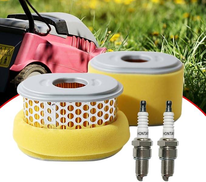 2 Pack GX270 Air Filter w/Spark Plugs for Honda GX240 8HP 9HP Engine Replace 17210-ZE2-505 17210-ZE2-515 17210-ZE2-821 17210-ZE2-822 Lawn Mower Parts