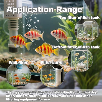 Aquarium Bio Balls - 100pcs Black Bulk Sump Filter Media with Sponge Biological Filtration Media for Koi Pond,Fish Tank,Canister,Air Pump