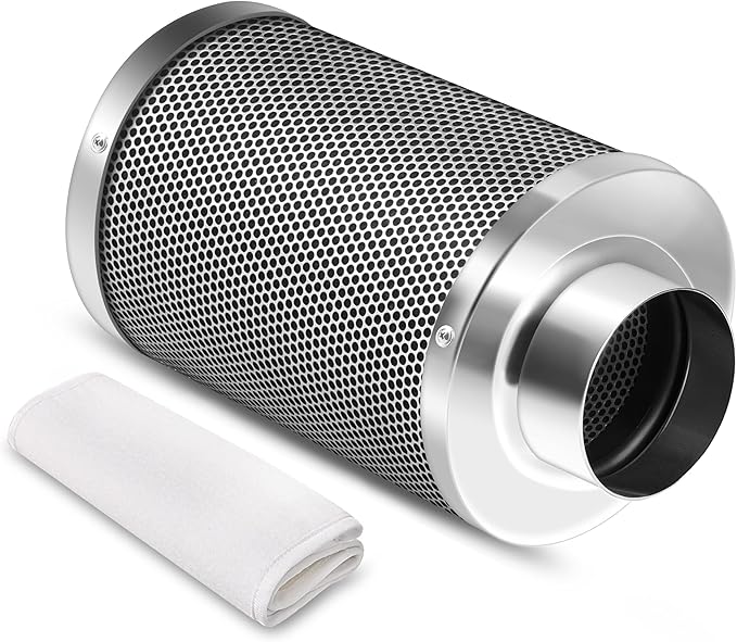 iPower 4 Inch Air Carbon Filter Smellines Control with Premium Australia Activated Charcoal, Reversible Flange for Inline Fan, Indoor Grow Tent, Hydroponics, Prefilter Included, Silver