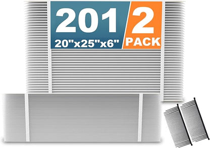 201 Replacement Furnace Filter Compatible with Aprilaire 2200, 2250, Space Gard 2200 Whole House Air Cleaner Purifiers, MERV 10, 2 Pack 20x25x6 Air Filters and 2 Pack Pleat Spacers