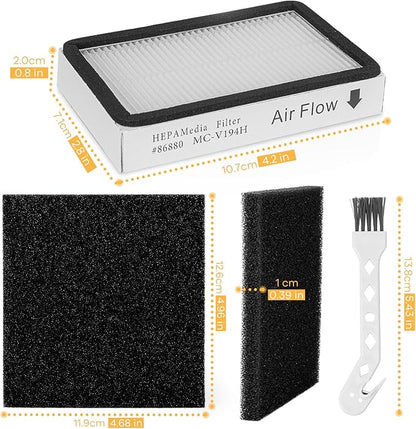 2Pack 86880 Exhaust Filters + 2Pack 81002 Sponge Motor Safety Filters Compatible With Kenmore Vacuum Models BC4040, 81414, BC2005, BC3060, BC3002, BC4002, 20-86880, 20-81002
