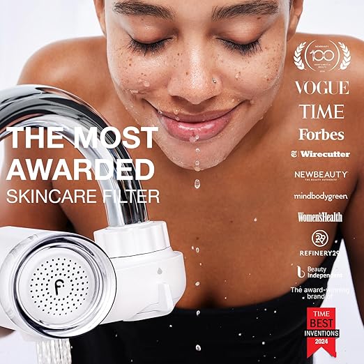 Filterbaby Skincare Filter 2.0, Bathroom Sink Filter Faucet for Skin Care, 99.9% Chlorine Removal - 0.000001 mm Carbon Fiber, Clinically Tested, Skin Hydration in 2 Weeks -(Pearlescent White)